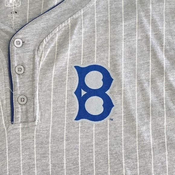 Majestic Brooklyn Dodgers Robinson 42 Baseball Jersey 5XL Gray Blue‎ Flawed - Picture 3 of 5